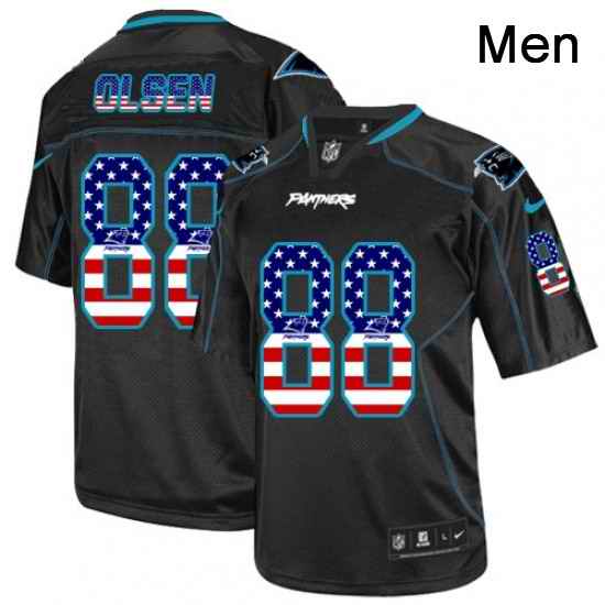 Mens Nike Carolina Panthers 88 Greg Olsen Elite Black USA Flag Fashion NFL Jersey